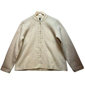 Alexandra Bartlett Women Wool Open Front Cardigan Swaeter Long Sleeve Sz M Beige